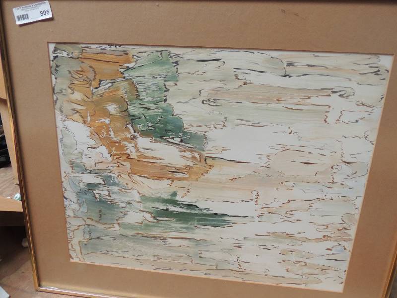 lot 805 image: Framed and Matted Abstract painting...