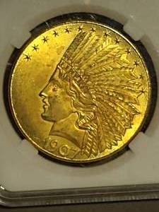 lot 3 image: Coin (1907 Ten Dollar Gold Coin)