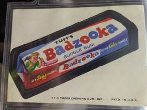 lot 69 image: Rare 1975 Topps Chewing Gum Sticker ( Badzooka)
