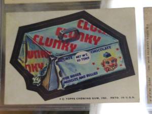 lot 38 image: Rare Find 1975 Topps Chewing Gum Sticker (Clunky Clunky)