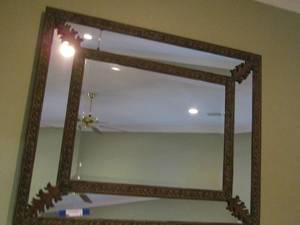lot 3 image: Large metal framed mirror in great condition 45 X 37