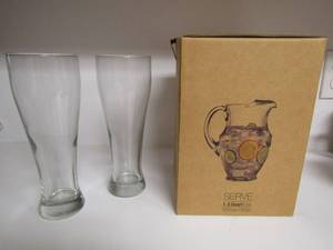 lot 57 image: NIB Victorian PITCHER  1 to 3 qtrs., 2 tall drinking glasses