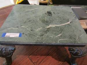 lot 110 image: 1ft 2416 metal base marble top vintage iron stool