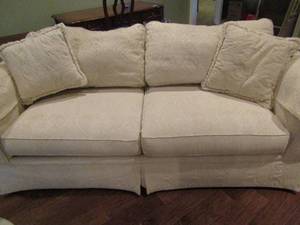 lot 141 image: full size living room couch still in good condition (owners had a cat)