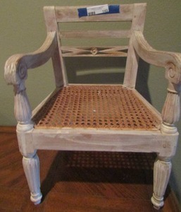 lot 143 image: wooden vintage wicker childrens chair in good condition 19 inches