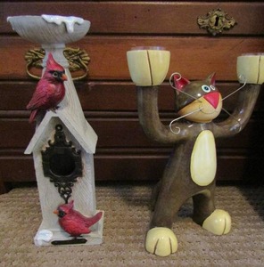 lot 167 image: 12 carnival candle stand -11 cat candle stand