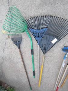 lot 221 image: 3 leaf rakes, pecan picker