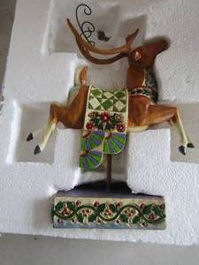 lot 24 image: Jim SHORES Dash away reindeer green blanket-- Jim shores collection