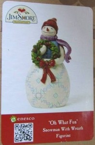 lot 249 image: JIM SHORE  OH WHAT FUN  SNOWMAN WITH WREATH  402967FD