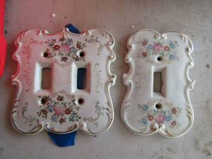 lot 321 image: original AMART Creation Porcelain vintage light switch plates covers qty 2  $$$$$$