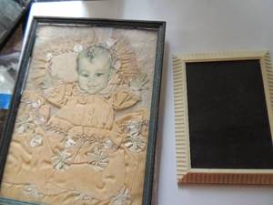 lot 373 image: Frame baby clothes Lucite frame VERY Unusual