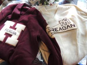 lot 396 image: Reagan High Letter sweater 1957 and cheer sweater white