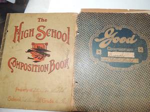 lot 414 image: Vintage composition school books x 2