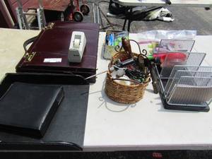 lot 346 image: OFFICE SUPPLIES - BREIFCASE, STAPLES, SORTER, TAPE  PLUS