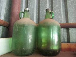 lot 636 image: handled green glass jugs qty 2
