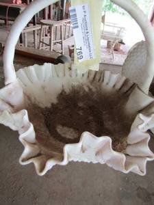 lot 769 image: Milk glass HANDLED Basket