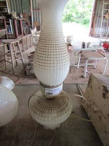 lot 771 image: 17 milk glass lamp with shade