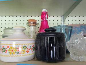 lot 435 image: vintage battles - sugar dish covered, glass basket and more