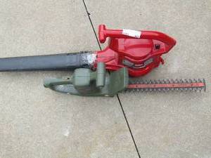 lot 443 image: Toro blower electric, black & decker 16 electric hedge trimmer