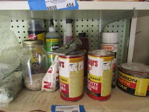 lot 456 image: Johnson paste wax, Durhams rock hard water putty qty 3, fix a flat tire seal and more