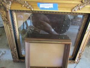 lot 478 image: 1614 gold picture frame with glass, 810 wooden pic frame