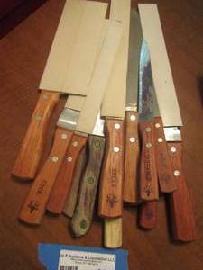lot 303 image: chefs collection stainless steel knife set qty 9, J.A Bomschaft stainless steel knife