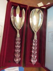 lot 304 image: Mikasa crystal handle serving spoon and mikasa crystal handle salad spoon