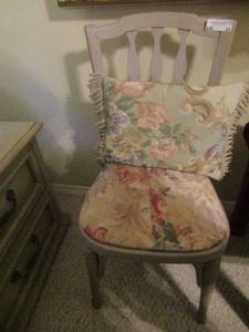 lot 34 image: side chair grey has padded seat with pillow