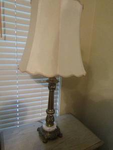 lot 36 image: 2 bed side lamps qty 2 34 inches tall metal with marble
