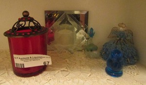 lot 67 image: dcor lot, candle holder, blue angel, bird, toothbrush holder