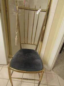 lot 79 image: bronze metal with green padded seat bathroom chair