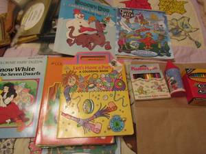 lot 266 image: multiple coloring books, crayons