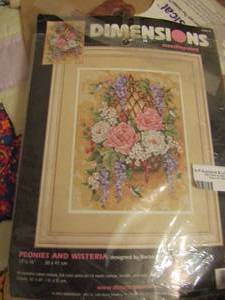lot 234 image: dimensions needlepoint peonies and wisteria designed by Barbara mock