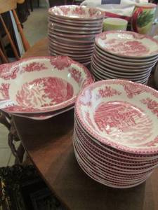 lot 152 image: Johnson Brothers Dishes includes- bread plate 15-- 2 serving bowls-- 14 berry bowls-- 14 cereal bowls