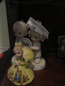 lot 222 image: George little girl in yellow dress figurine, Jonathan David god bless our years together figurine #E-2860