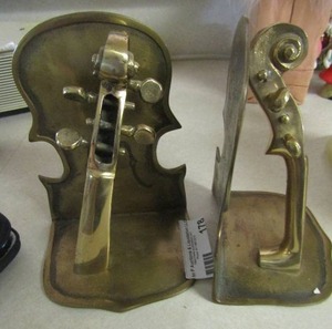 lot 178 image: pair of violin brass bookends