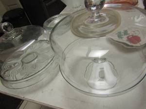 lot 195 image: 2 clear glass covered cake plates