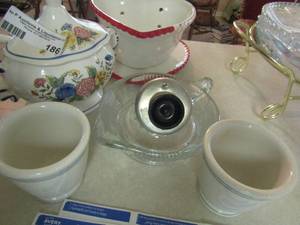 lot 186 image: heart shape bowl, covered gravy dish, lemon juicer