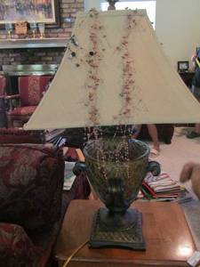 lot 18 image: TABLE LAMPS with shade with beaded dcor qty 2 very heavy