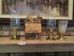 lot 216 image: 13 12 in. candle stick stands QTTY 2 , 9 in candle holder, 12 in love story have no end home dcor