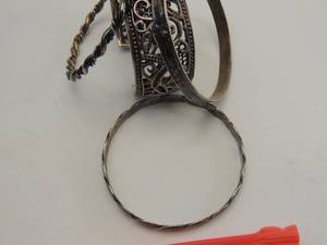 lot 528 image: 3 sliver bracelets