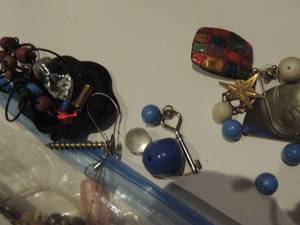 lot 597 image: grab bag of earrings, bracelets, beads and marbles