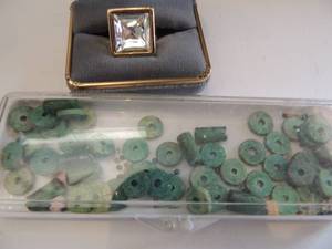 lot 595 image: turquois stones to create jewelry adjustable clear stone ring in box