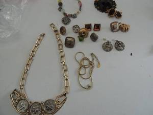 lot 560 image: earrings pins and necklaces plus