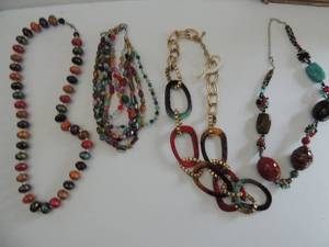 lot 564 image: glass bead necklace, colorful  bead necklace, lucite chain and more