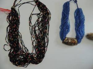 lot 546 image: 2 beautiful statement piece seed bead necklace