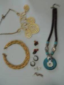 lot 557 image: gold and turquoise like necklaces