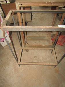 lot 763 image: 311910 rolling metal table, 212910 metal work shop table
