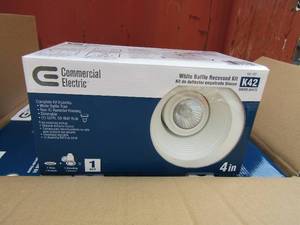 lot 67 image: Commercial electric easy to install white baffle resest kit light, qty 6 per box all new