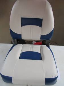 lot 102 image: Blue and White back folding boat seat, NEW